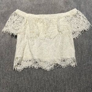 Strapless cream crop top